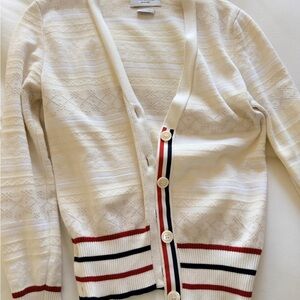 Thom Browne Cream Cardigan, Sz Small